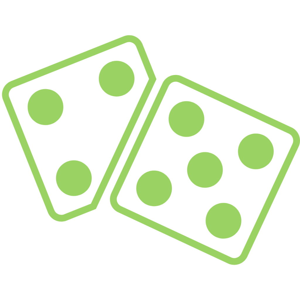 Green dice on a white background. In a blog for Engaging Distracted Students 