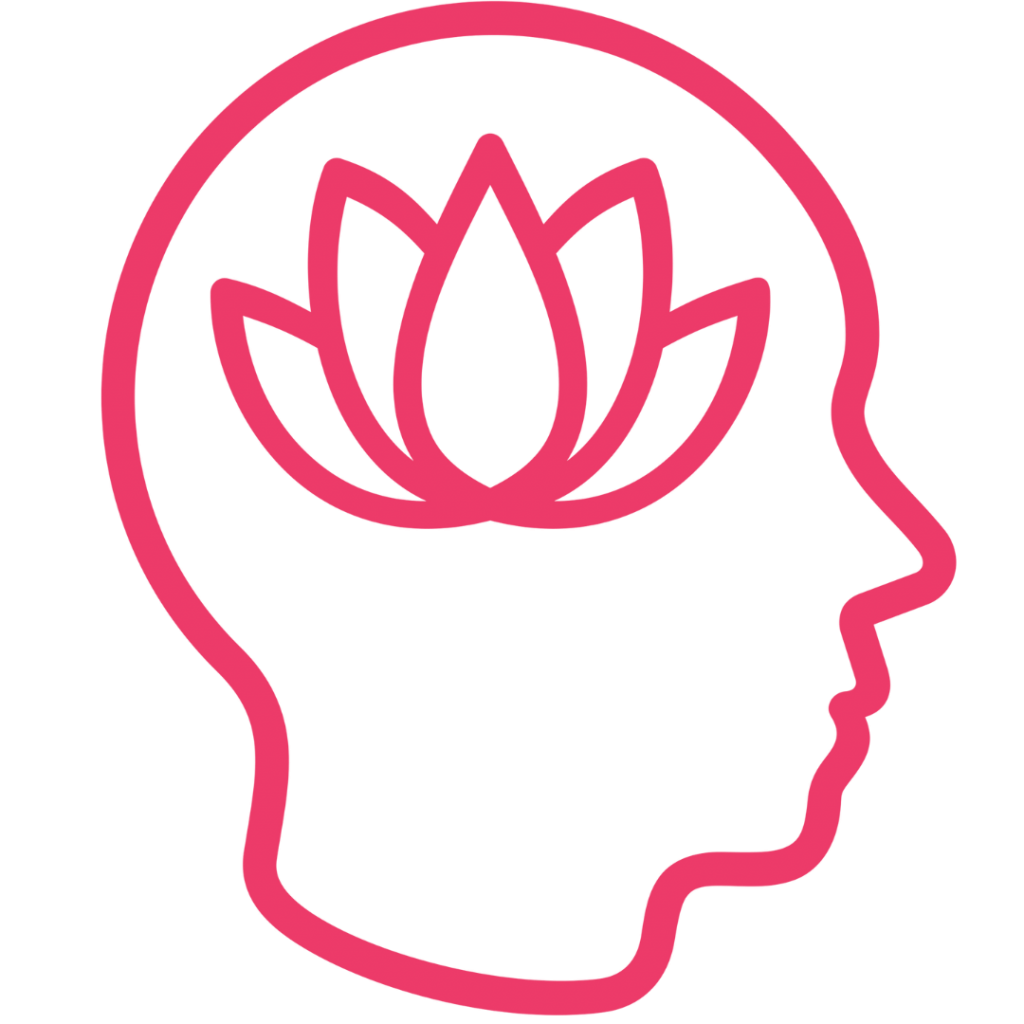 A white background with a human head in outline form. Inside the head is a lotus flower. In a blog for Engaging Distracted Students 