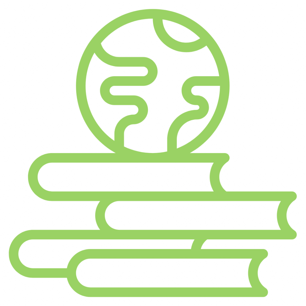 A stack of books with a globe resting on the top book