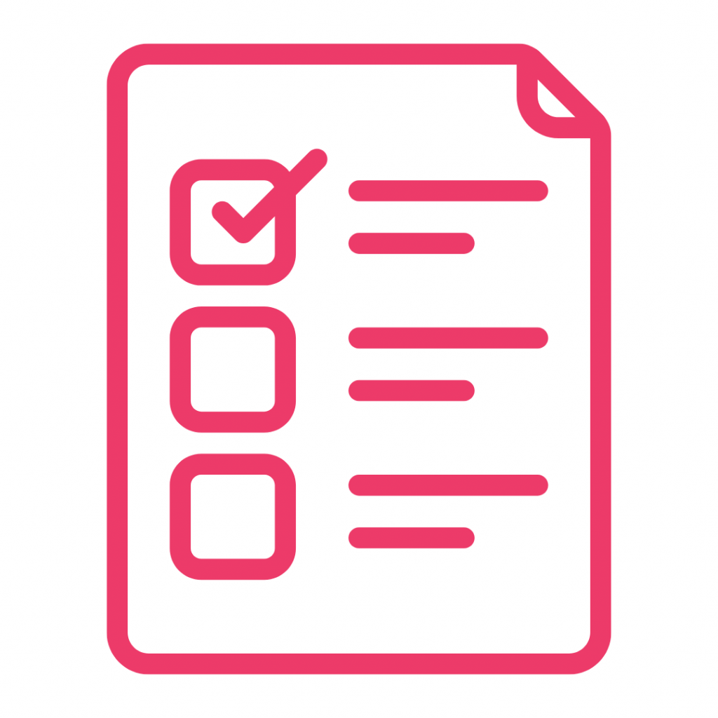 The image depicts a checklist. It shows a piece of paper with a checkmark in one of the boxes, and three other empty boxes below. This suggests a list of items or tasks, with one item already completed.