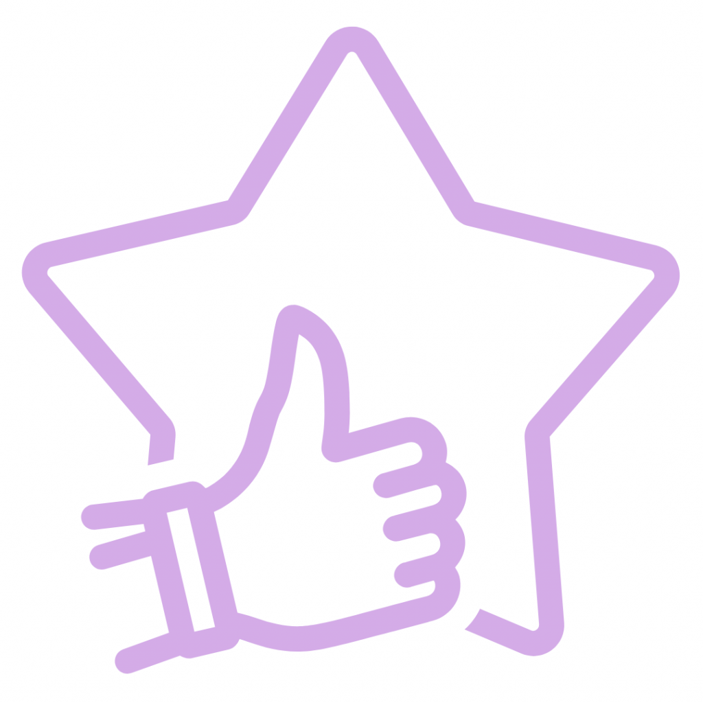 A five-pointed star with a hand giving a thumbs-up