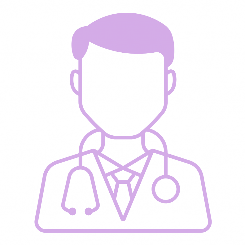 A doctor. The image shows a person wearing a doctor's coat and stethoscope, which are common symbols of the medical profession.