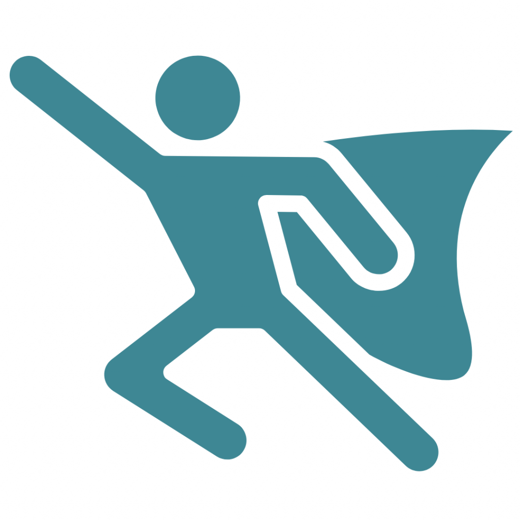 A superhero or hero figure. The image shows a person with a cape, flying through the air. This is a common symbol of heroism, courage, or the ability to overcome challenges.