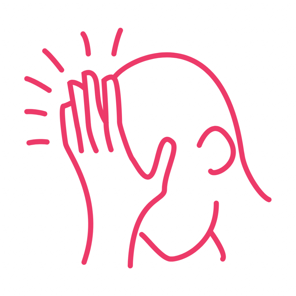 A person facepalming. It's a gesture often used to express frustration, embarrassment, or disbelief. The image shows a person covering their face with their hand, indicating a strong emotional reaction.