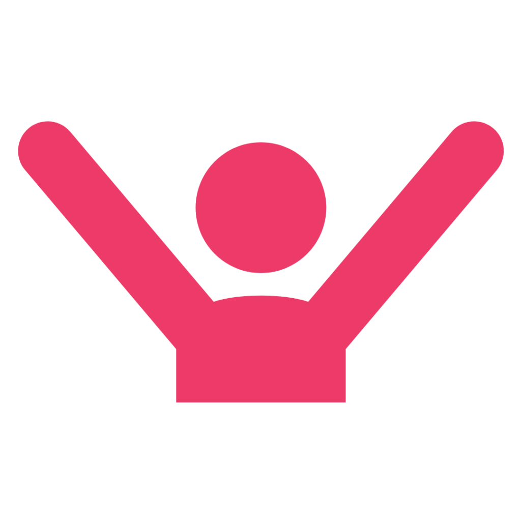 A person celebrating or rejoicing. The image shows a person with their arms raised in the air, indicating joy, excitement, or victory.