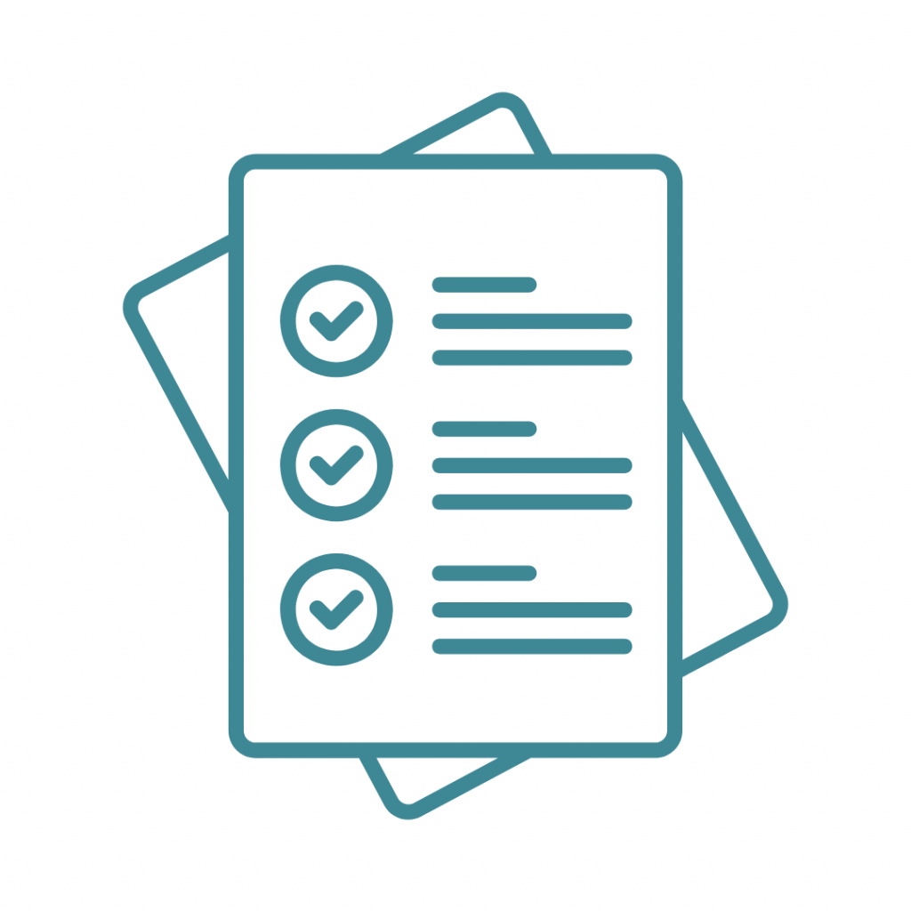 Line drawing of a checklist with three completed items