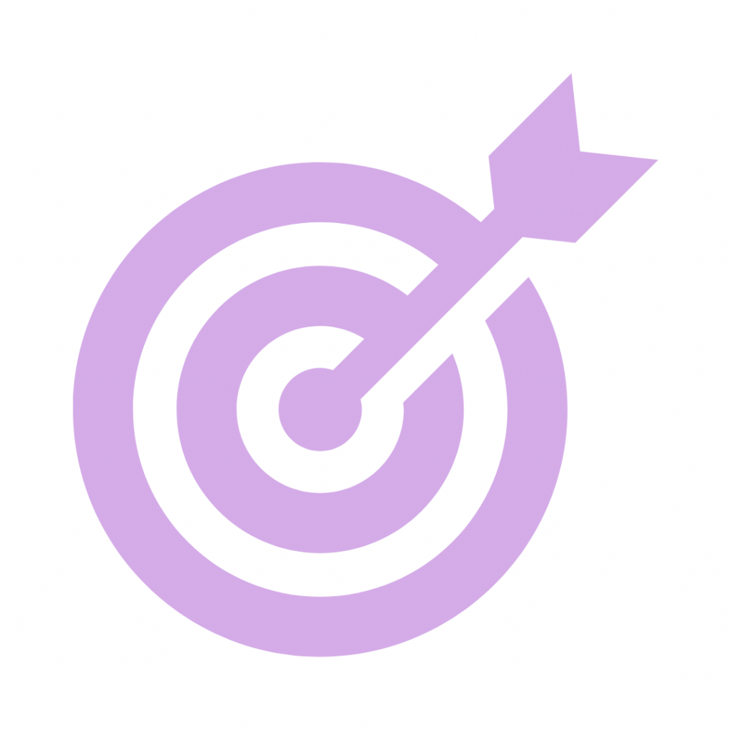 Purple target with an arrow hitting the bullseye.