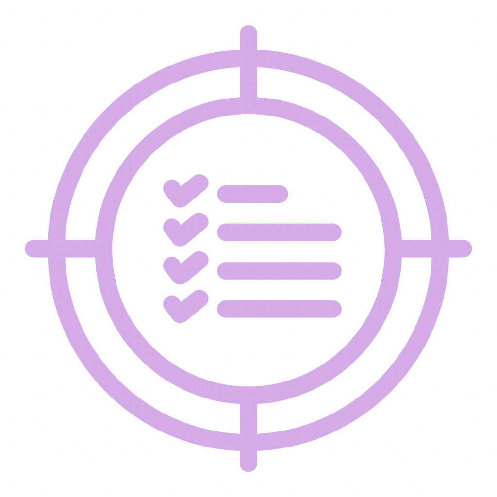 Target symbol with a list and checkmarks inside