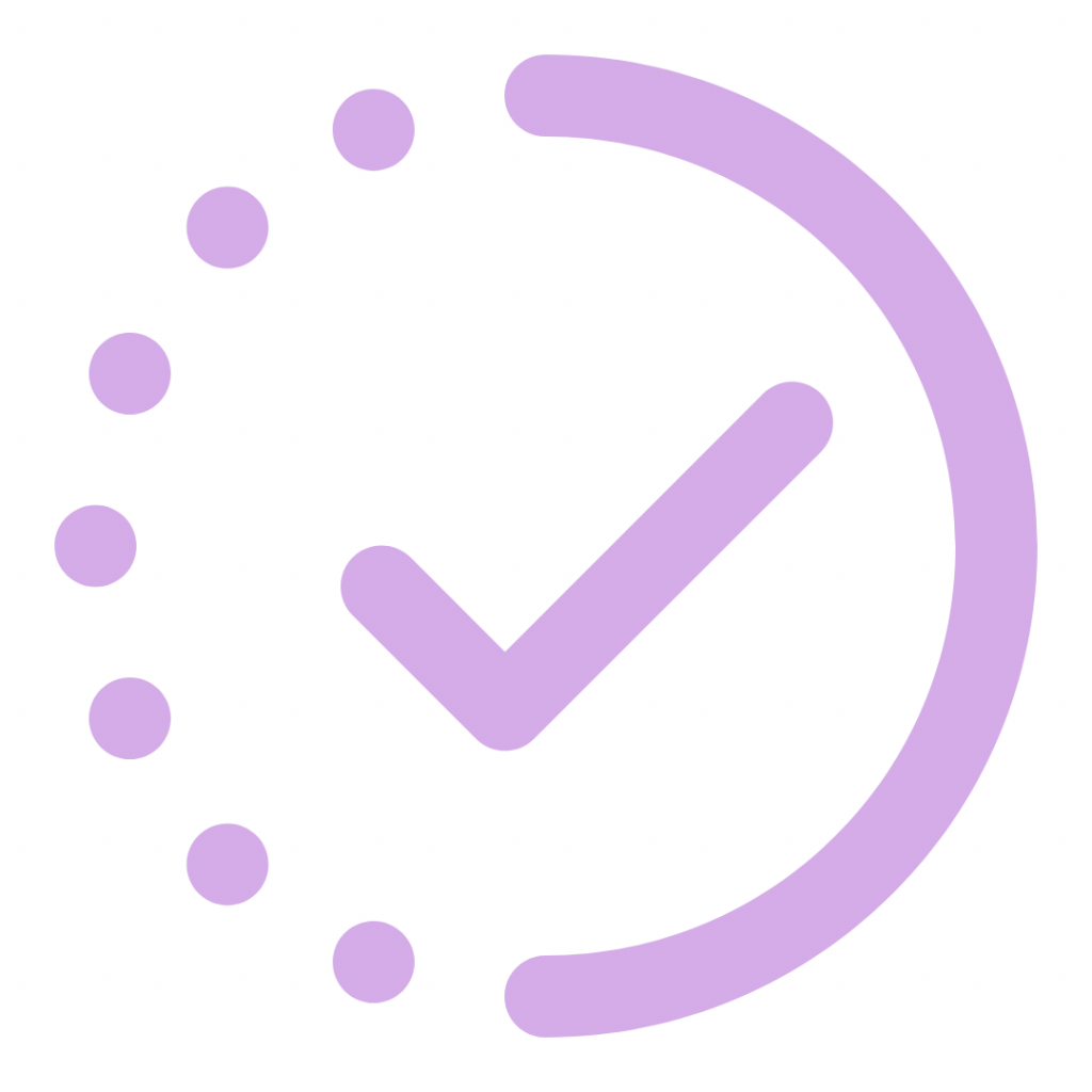A checkmark inside a circular progress bar