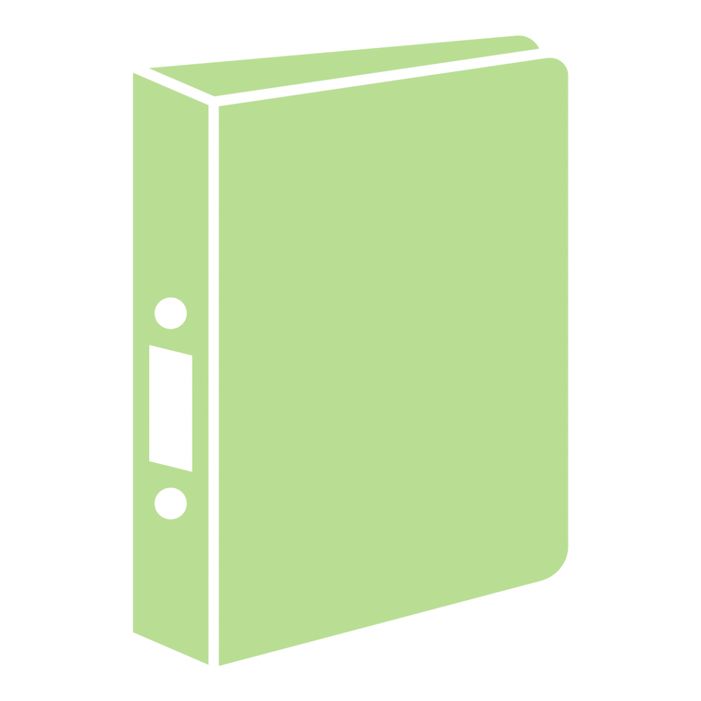 A closed binder with two rings on the side