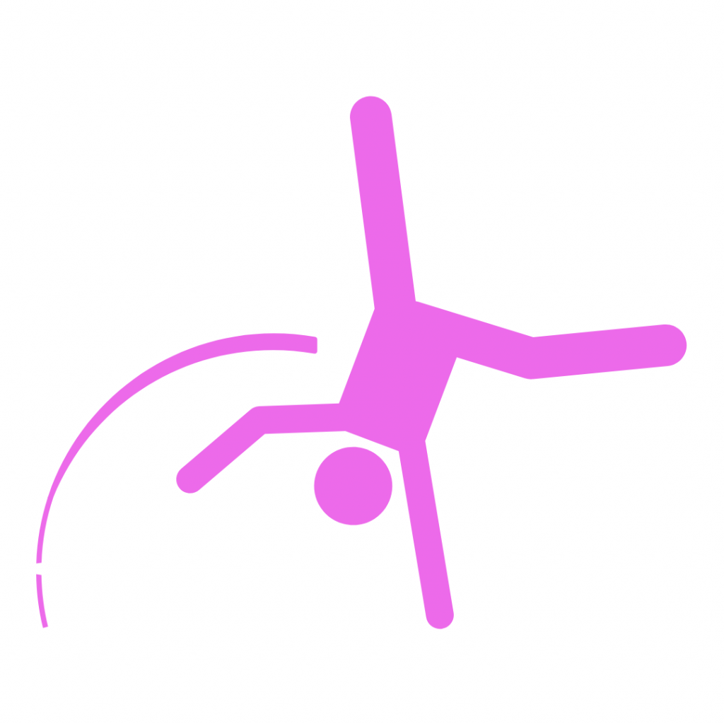 A stick figure performing a backflip or cartwheel