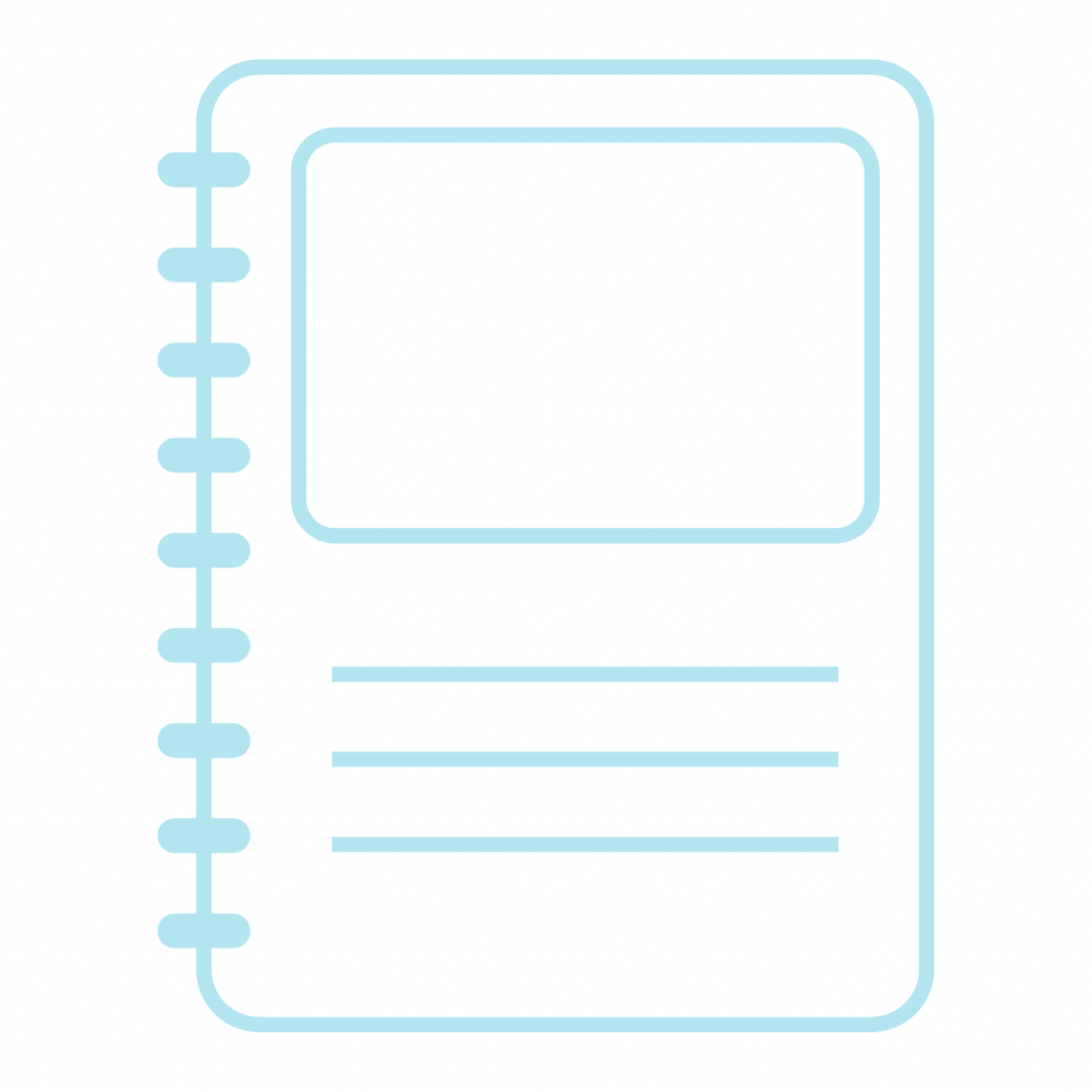 Notebook with a blank page and lines for writing