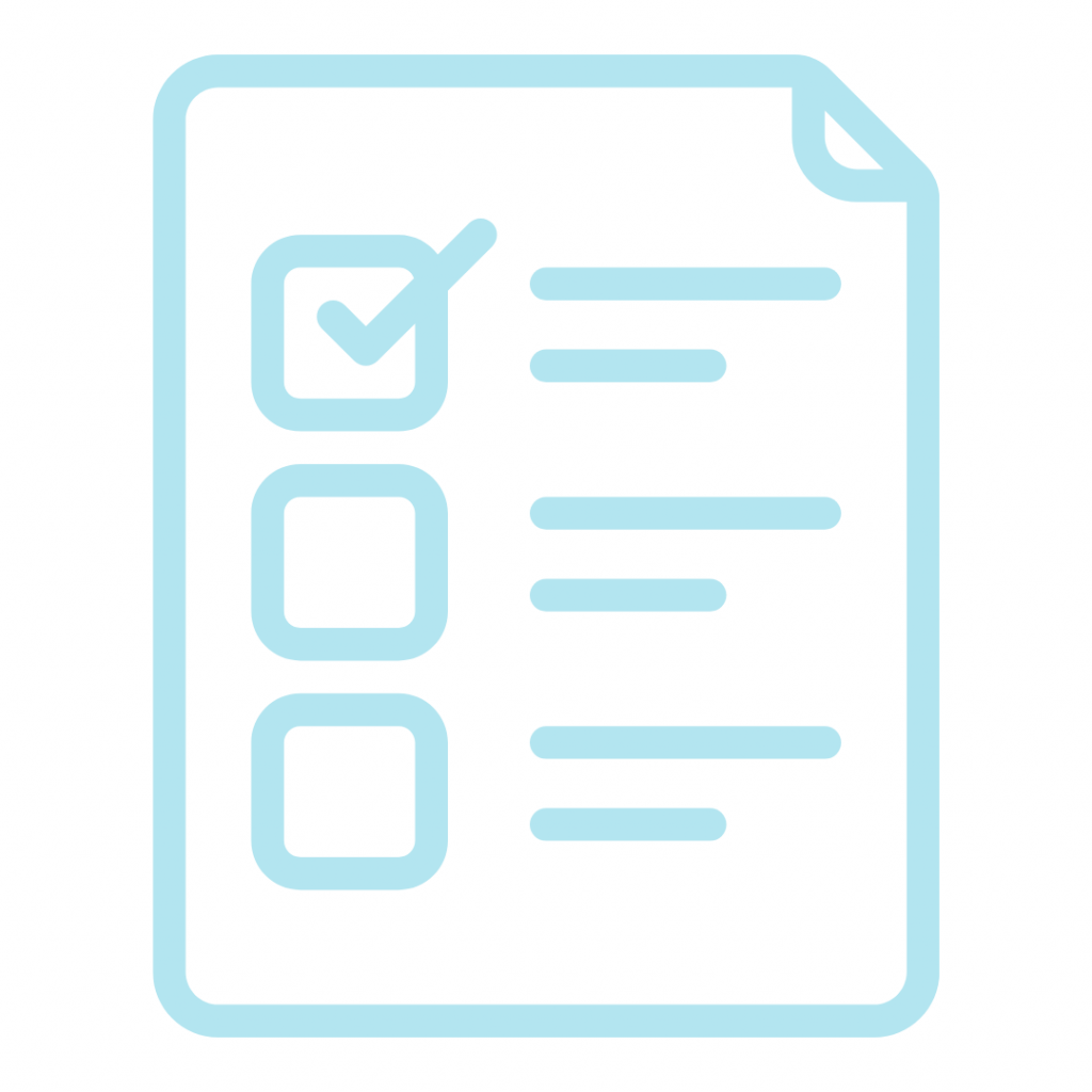 Paper document with a checklist and empty boxes