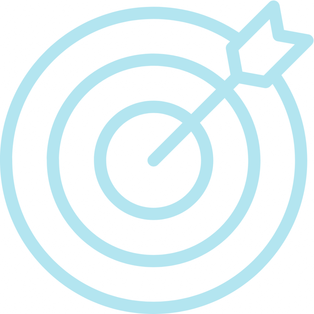 A target with an arrow hitting the bullseye.
