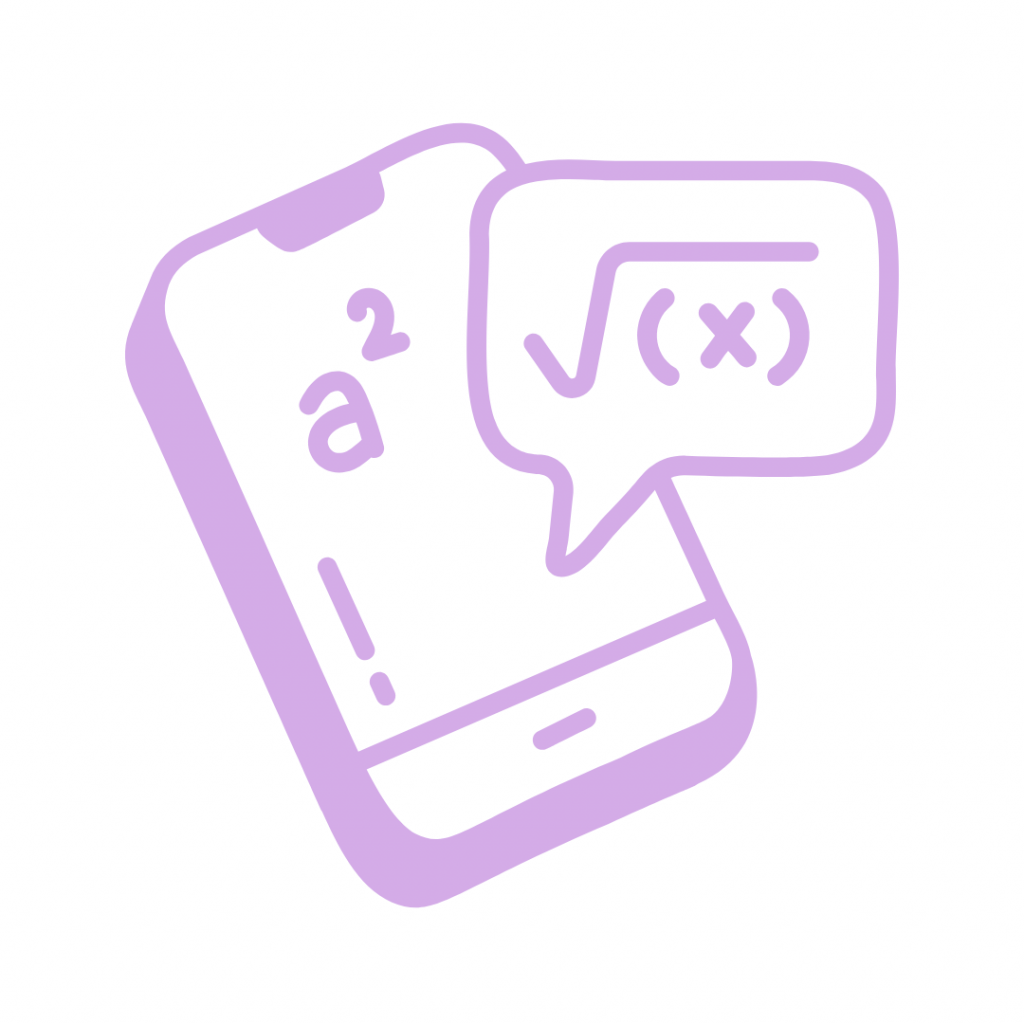 A smartphone with a speech bubble showing a math equation.