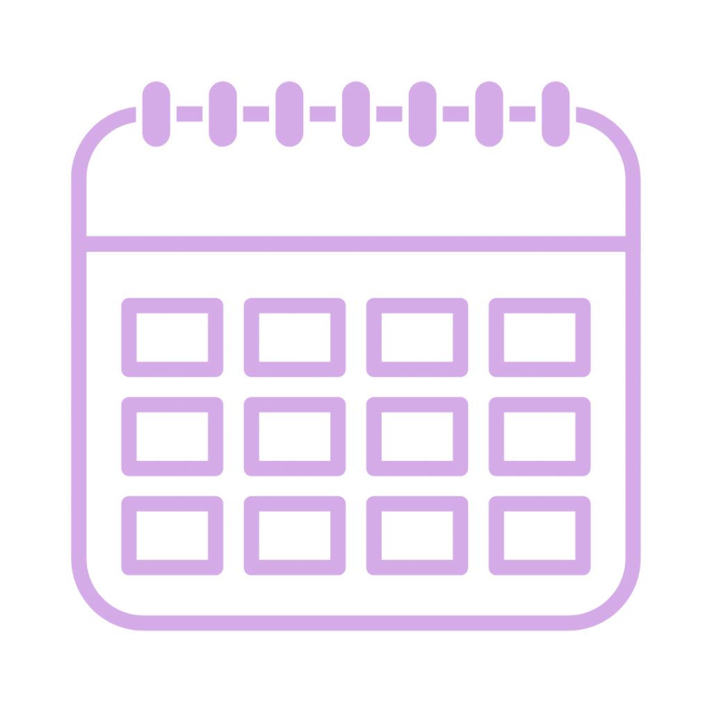 Lavender graphic representing a monthly calendar.