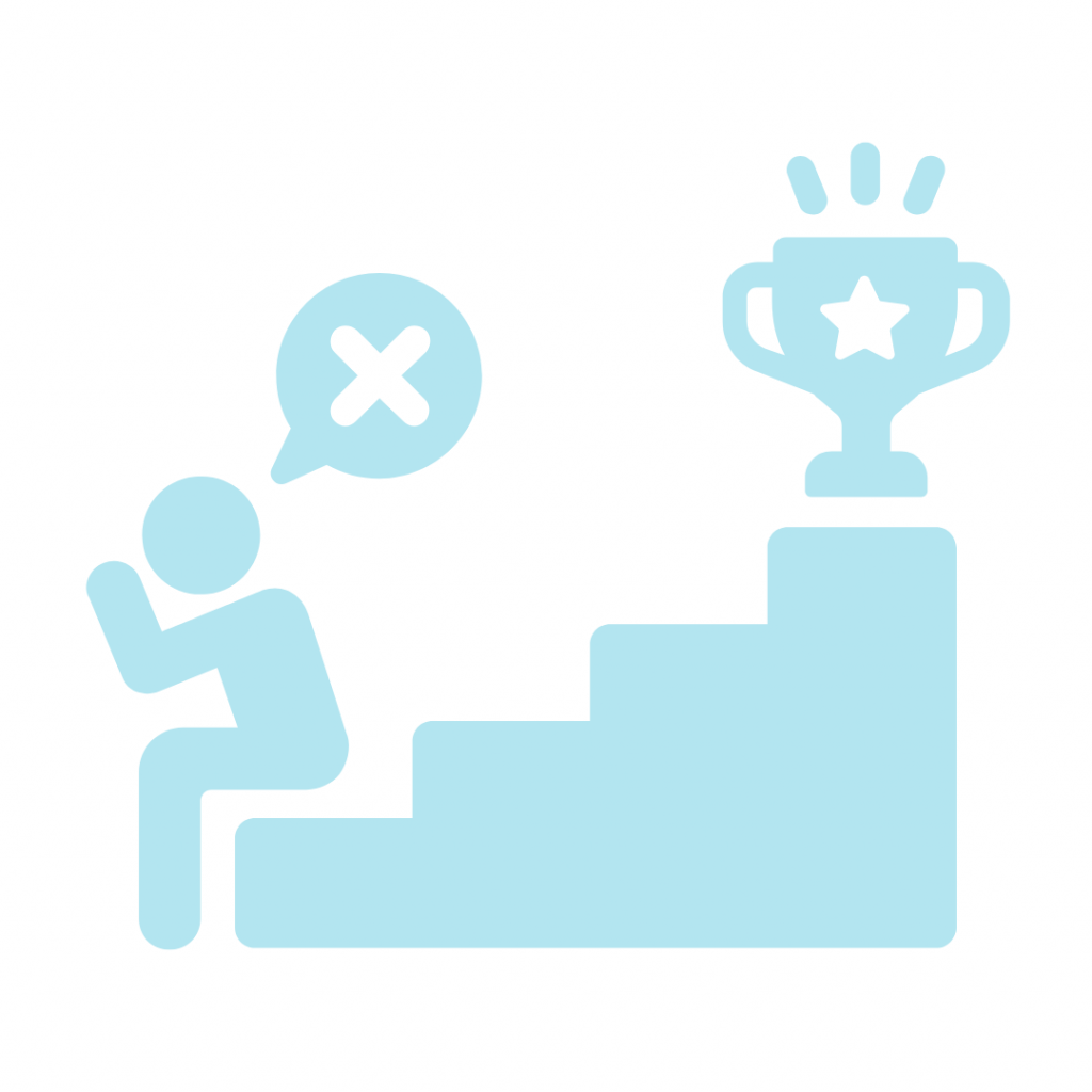 Light blue graphic representing the concept of failure or setback in achieving a goal.