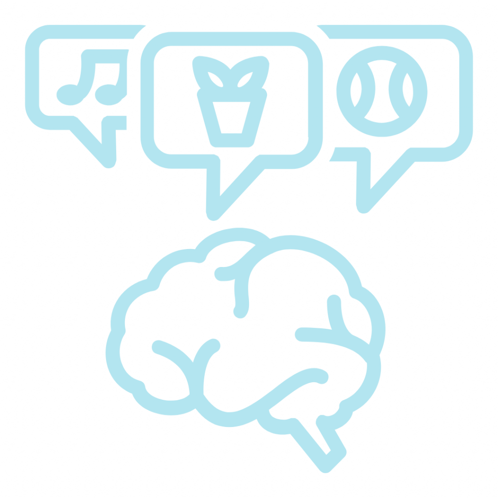 A light blue line art icon of a computer monitor with a bar chart and a gear on the screen.